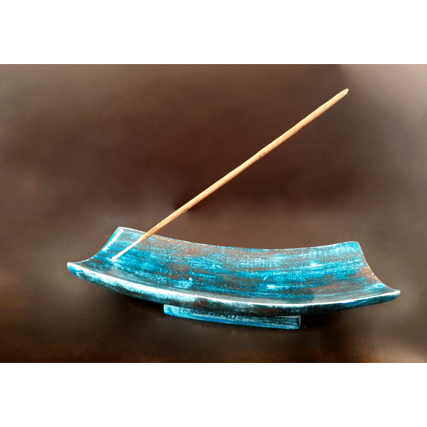 eslogan Apariencia juguete Porta Incienso de Madera Azul con Base - Anuenue Saluz y Belleza